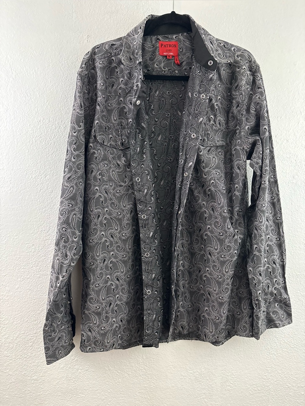 Patron Cito "Red Label" Gray Paisley Men's Long-Sleeve Western Shirt size XL